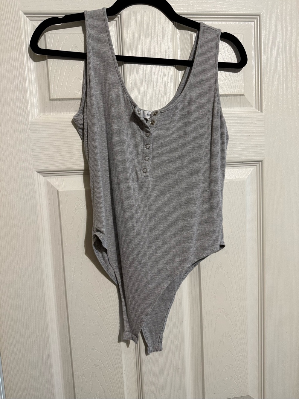 mittoshop Grey Ribbed Henley Bodysuit Tank
